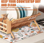 Boho Flower Dish Drying Mat for Kitchen Counter Microfiber Absorbent Dish - Image 6