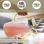 2 PACK Glass Pitcher with Lid, 68oz/2Liter Borosilicate Glass Water Pitcher - Image 5