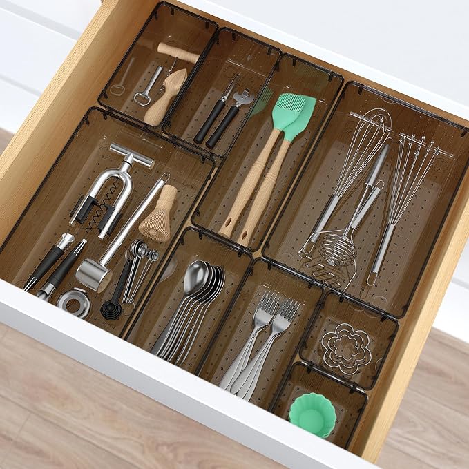 StorMiracle 33 PCS Clear Plastic Drawer Organizers Set, 4 Size Desk Drawer - Image 6