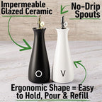 Oil and Vinegar Dispenser Set - 530 ML Capacity Matte Ceramic Leak Proof EVOO & - Image 2