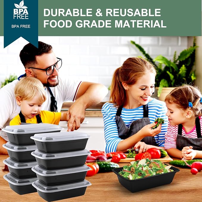 vivigu 50 Pack Meal Prep Containers 38 oz, Leakproof To Go Food Containers - Image 6