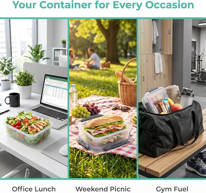 YORY 5 cup Plastic Food Storage Containers - Image 7