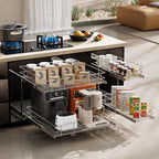2 Tier Pull Out Cabinet Organizer 11" W X 17" D, Slide Out Drawers - Image 8