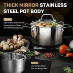 Ciwete 11-Piece Stainless Steel Pots and Pans Set Non Stick, Tri-Ply Stainless - Image 5