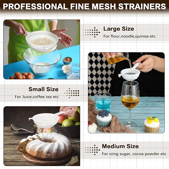 3 Pcs Plastic Nylon Mesh Strainer Colander - Image 6