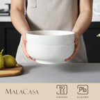 MALACASA Large Serving Bowls - 60 OZ Salad Bowls Set of 2 - Image 3