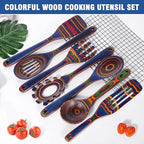 MYRAINBOW Wooden Spoons for Cooking – 7 Piece Pakkawood Kitchen Utensils Set - Image 3