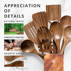 Wooden Spoons for Cooking, Nonstick Cooking Utensil Set - Image 4