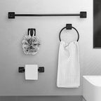 Matte Black Bathroom Hardware Set 8 Pieces, Towel Bar Set Stainless Steel Wall - Image 2