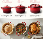 6 Quart Dutch Oven Pot with Lid, Non Stick Enameled Cast Iron Dutch Oven - Image 3