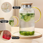 Buaic Glass Pitcher with Lid, 2 PACK 68 oz/2 Liter Vertical Water Pitcher With - Image 4