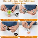 R DRURLCD Short Silver Premium Stainless Steel Salt and Pepper Grinder Set of - Image 3