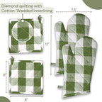 Buffalo Plaid Check Oven Mitts and Pot Holders Set, 100% Cotton, Heat Resistant - Image 7