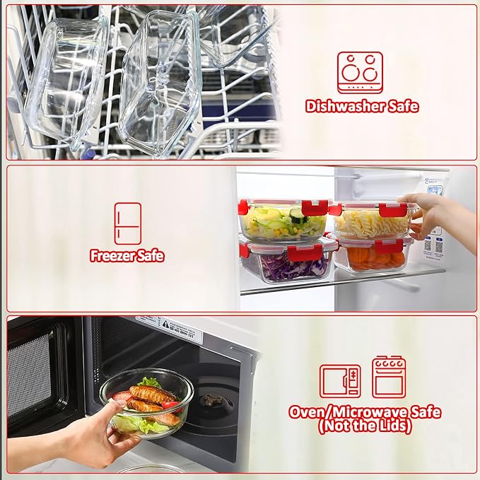 M MCIRCO 30 Pieces Glass Food Storage Containers - Image 4