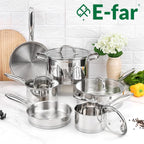 E-far 10-Piece Stainless Steel Cookware Set, Induction Pots and Pans Set - Image 7