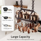 KES 34 Inch Oiled Bronze Hanging Pot Rack, Heavy Duty Oval Pot and Pan Hanging - Image 2