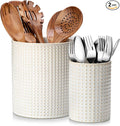 MALACASA LYDIA Ceramic Utensil Holders, 7.3"+5.5" Kitchen Utensil Crock Set by MALACASA