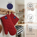 Encasa XO Heat Resistant 100% Cotton Oven Glove & Potholder Set - Image 4