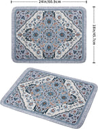 Boho Flower Dish Drying Mat Blue Bohemian Dishes Drainer Rack Mat 18x24 Inch - Image 2
