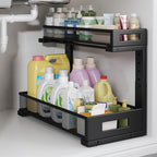 1 Pack 17IN Depth Under Sink Storage Organizer, Large 2-Tier Elegant Mesh Pull by UnderSinkOrganizer