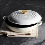 CAROTE 3.4QT Enameled Cast Iron Braiser Pan, Shallow Dutch Oven Casserole - Image 5