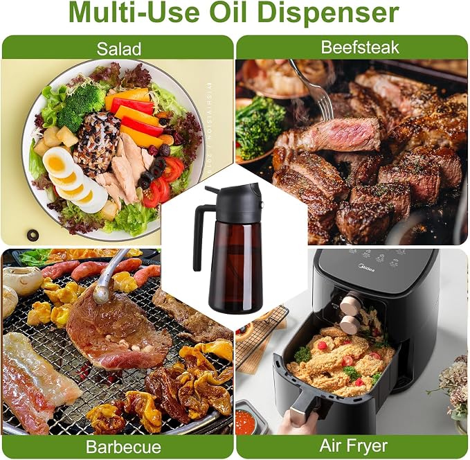 LAKUMIQI 2 in 1 Oil Sprayer for Cooking, 16oz Olive Oil Dispenser Bottle for - Image 4