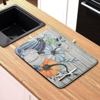 Fall Blue Orange Grey Pumpkin Kitchen Dish Drying Mat - Image 6
