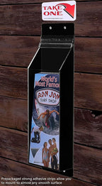 Outdoor Brochure Holder Holds 4" x 9" Rack Cards Black and Clear Acrylic Wall - Image 2