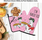 Funny Oven Mitts and Pot Holders Sets Pink Kitchen Accessories Cute Kitchen - Image 5