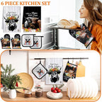 Bencailor 6 Pcs Cattle Kitchen Towels Oven Mitts and Pot Holders Set Decorative - Image 2
