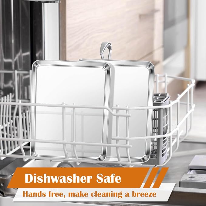 E-far Small Baking Sheet Set of 2, 10.5”x8.3” Stainless Steel Cookie Sheets Pans - Image 6