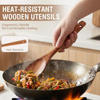 DEBETOOL 6-Piece Acacia Cooking Utensils- Natural Wooden Cooking Spoons - Image 3