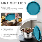 HaWare Mixing Bowls with Airtight Lids, 6-Piece Stainless Steel Salad Bowls - Image 3