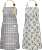 NLUS 2 Pack Waterproof Cooking Aprons, Adjustable Bib Soft Chef Apron by NLUS