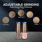 UNNEES Gravity Electric Salt and Pepper Grinder set of 2, Automatic Salt And - Image 3