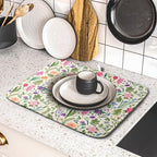 Spring Floral Dish Drying Mat for Kitchen Counter 16x18 Pink Sage Green Flower - Image 5