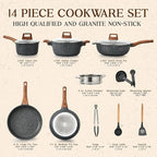 Bakken-Swiss 14-Piece Kitchen Cookware Set – Granite Non-Stick – Eco-Friendly – - Image 2