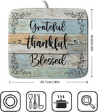 Rustic Wood Dish Drying Mat 16x18 Inch Grateful Thankful Blessed Kitchen - Image 2