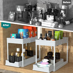 DEKAVA Cabinet, 2 Pack Under Sink Organizer, 2 Tier Sliding Bathroom Kitchen - Image 4