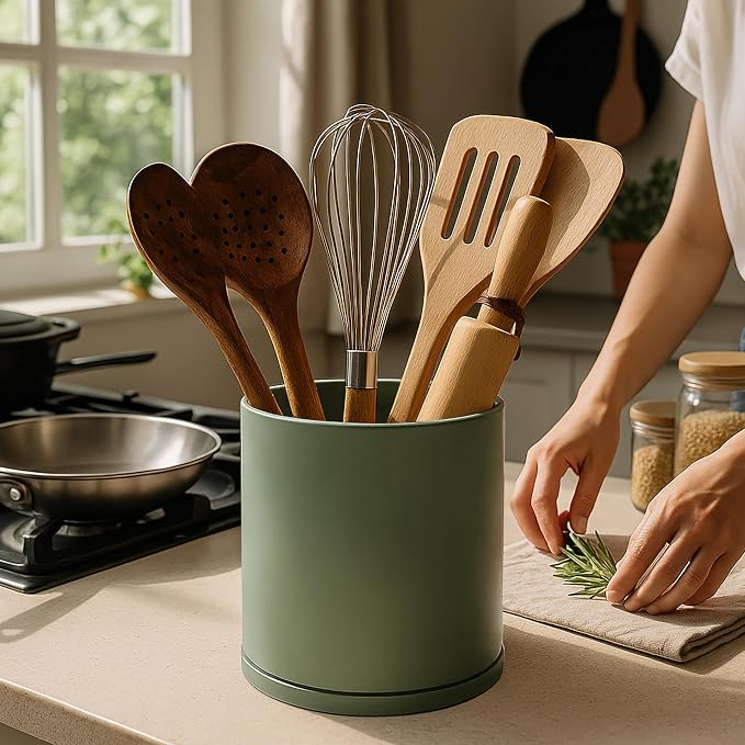 D'vine Dev 360° Rotating Utensil Holder – 7.2" Kitchen Utensil Crock - Image 5