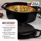 Victoria 6-Quart Cast Iron Oval Dutch Oven, Combination Combo Cooker Pot and - Image 2
