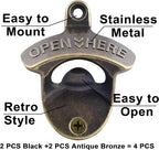 Bottle Opener Wall Mounted, Rustic Mountable Beer Opener Bronze - Image 2