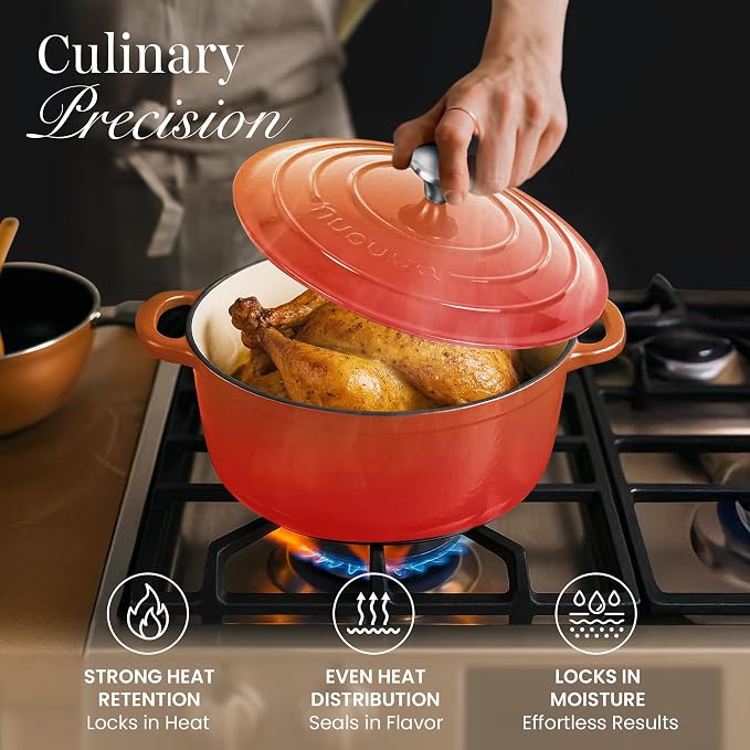 Cast Iron Dutch Oven with Lid – Non-Stick Ovenproof Enamelled Casserole Pot – - Image 6