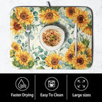 Sunflowers Dish Drying Mat for Kitchen Counter Yellow Flower Green Leaves Dish - Image 4