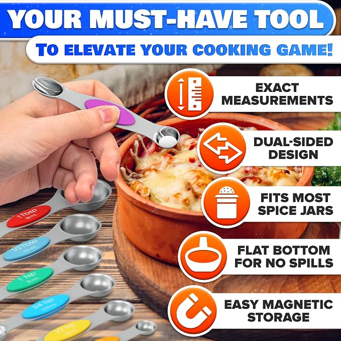 8 Pcs Magnetic Measuring Spoons Set Stainless Steel – Magnet Measuring Spoons - Image 4