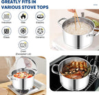 TeamFar 5 QT Stock Pot, Tri-ply Bottom Stainless Steel Stockpot Cooking Soup - Image 4