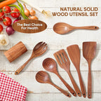 Wooden Spoons for Cooking, Comfort Grip Cooking Spoons and Utensils Holder - Image 6