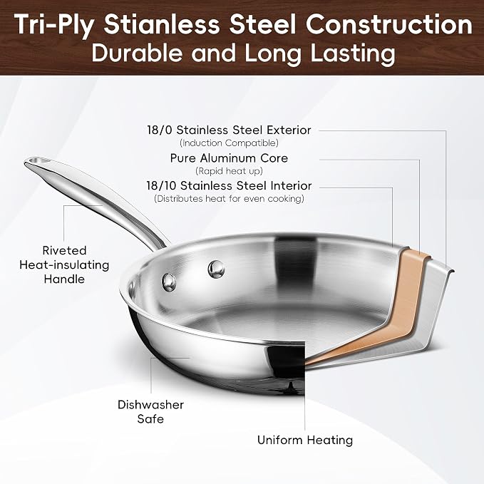SuperCook Tri Ply Stainless Steel Cookware Set, 16-Piece Pots and Pans Set - Image 3