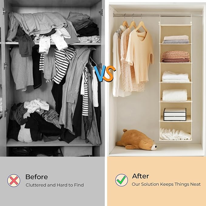 MAX Houser 6 Tier Shelf Hanging Closet Organizer, Closet Hanging Shelf - Image 9