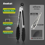Anaeat Non-Stick Silicone Locking Tong Set of 3 - Image 4